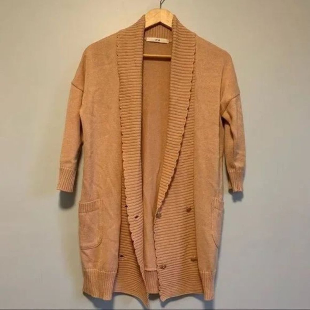 Japanese brand Ef de peach knitted long cardigan double busted button front S